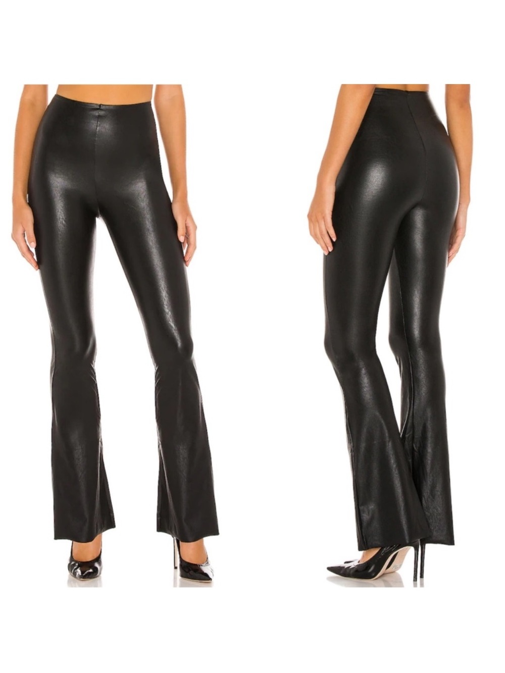 Commando Faux Leather Flare Pants Tummy Control Black Size Small